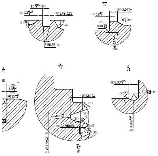 長(zhǎng)度，直徑，倒角，圓弧角，徑向/軸向跳動(dòng)度
